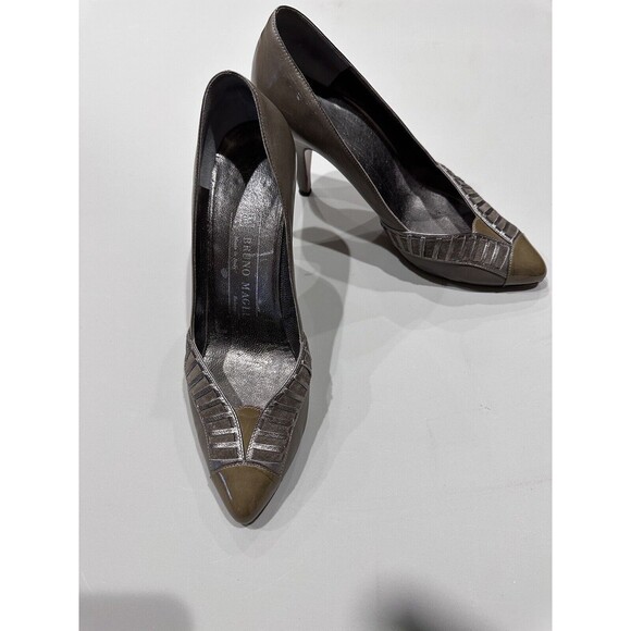 AUTHENTIC BRUNO MAGLI MADE IN ITALY SZ 6.5B TAN & BROWN - Picture 8 of 9